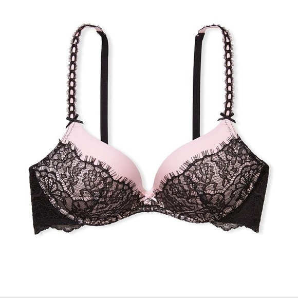 Victoria's secret crotchless lingerie set. Black and pink. 34C and medium. - Picture 2 of 10